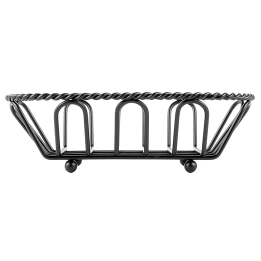 G.E.T. 4-33453 Black Oblong Braided Rim Metal Wire Basket Iron Powder Coated Wire Baskets Collection, Oval shape
