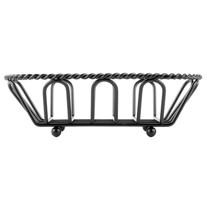 G.E.T. 4-33453 Black Oblong Braided Rim Metal Wire Basket Iron Powder Coated Wire Baskets Collection, Oval shape