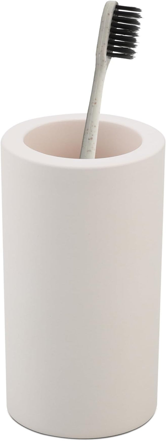 Coengwui Diatomite Toothbrush Holder for Bathroom Sink, Countertop Organizer, Quick Dry Stand Cup for Toothpaste, Razors, Makeup Brushes - Water-Absorbent & Quick-Drying (Beige, Height 4.3")