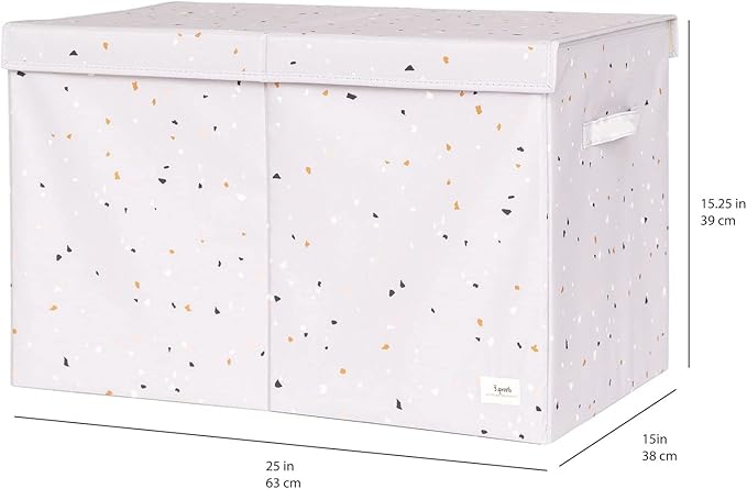 3 Sprouts Recycled Fabric Toy Chest Storage Box - Extra Large Toy Storage Box, Sturdy Toy Bins - Kids Organizer for Bedroom - Toybox Basket with Lid for Kids, Toddlers, Boys, Girls - Terrazzo Gray
