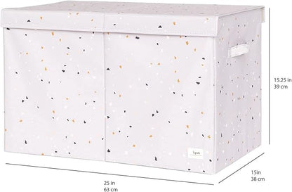 3 Sprouts Recycled Fabric Toy Chest Storage Box - Extra Large Toy Storage Box, Sturdy Toy Bins - Kids Organizer for Bedroom - Toybox Basket with Lid for Kids, Toddlers, Boys, Girls - Terrazzo Gray