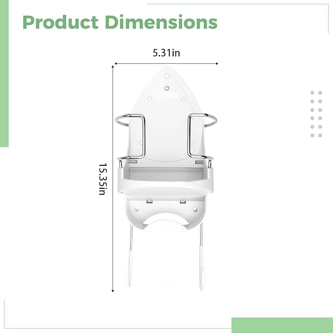 Pbt Ironing Board Wall Mount Holder with Hooks, Heat-Resistant Organizing Solution for Laundry, 12.4 X 15.4 X 5.7 in