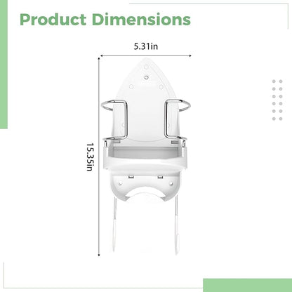Pbt Ironing Board Wall Mount Holder with Hooks, Heat-Resistant Organizing Solution for Laundry, 12.4 X 15.4 X 5.7 in