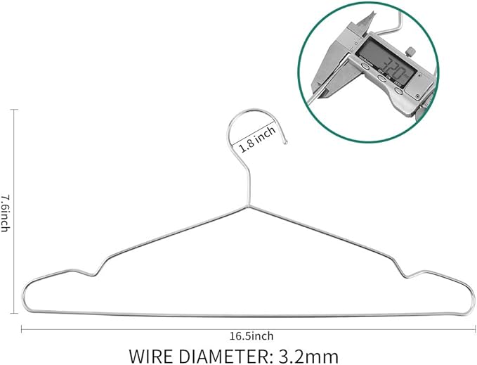 Metal Hangers Clothing Heavy Duty for Closet 30 Pack Stainless Steel Wire Hangers 16.5in by WYCQKL