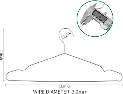 Metal Hangers Clothing Heavy Duty for Closet 30 Pack Stainless Steel Wire Hangers 16.5in by WYCQKL
