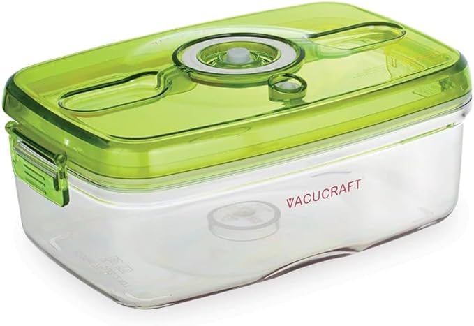 Vacucraft Plastic Food Storage Containers with Airtight Lids - Rectangle Food Storage Containers with Lids - Great for Vegatables, Fruits and Meats - Keeps Food Fresh - Vacuum Seal Containers for Food
