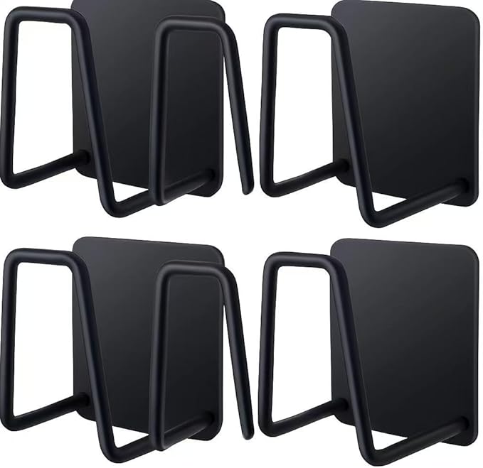 Telivava Sponge Holder for Kitchen Sink (4 Pack), Strong Adhesive, SUS304 Stainless Steel, Waterproof & Quick Drying - Black