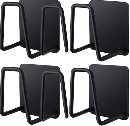 Telivava Sponge Holder for Kitchen Sink (4 Pack), Strong Adhesive, SUS304 Stainless Steel, Waterproof & Quick Drying - Black