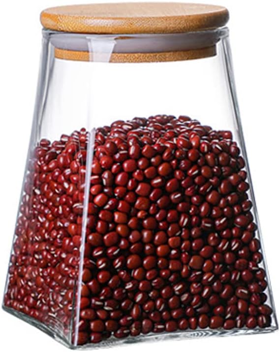 Glass Jars with Bamboo Lids, Candy Jar with Lid, Coffee jar for Counter, Cookie Jar with Airtight Lids, Clear Glass Jar for Candy, Tea, Coffee Bean, Sugar, Spices, Apothecary etc (25oz/750ml)