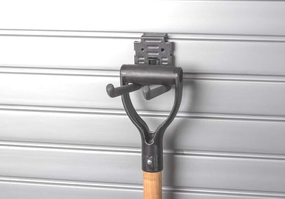 HandiWall 4" Double Hook with Locking Bracket for Tool Storage on Garage Slatwall Panels