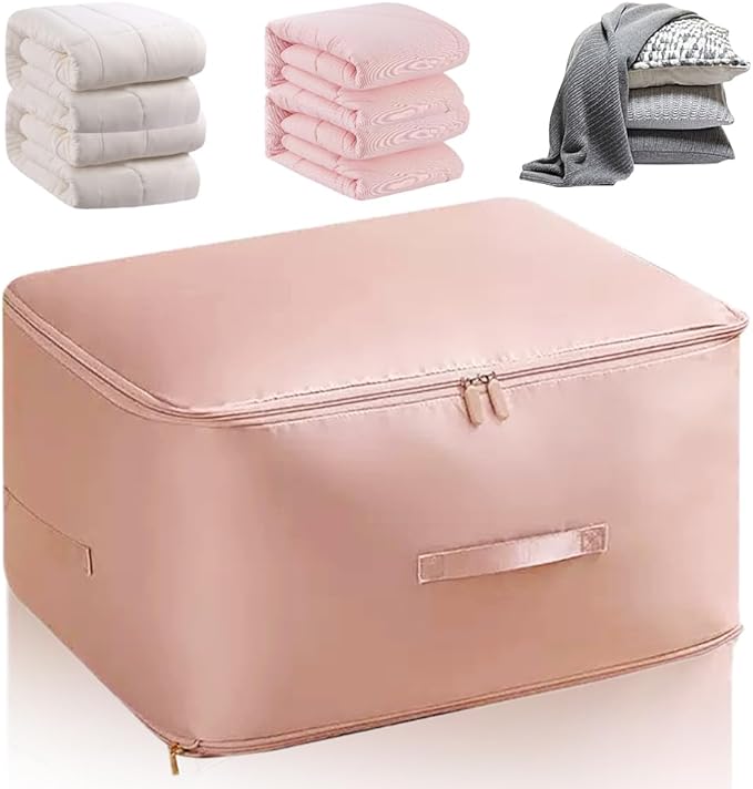 ASTETY Ultra Space Saving Self Compression Organizer, 2025 New Storage Organizerr, Dustproof and Moisture-proof Compression Storage Bag for Comforters, Clothes, Blankets (Bean Paste Pink, Large)