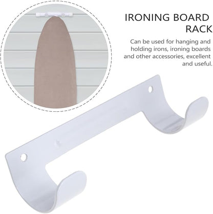 DOITOOL Ironing Board Rack Wall Mount with Dual Hooks Space Saving Iron Board Holder for Laundry Room Organization Compact 6.10X1.77X1.18 Inch
