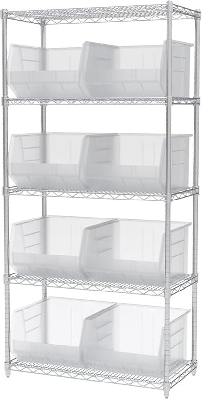 Akro-Mils 30270 AkroBins Plastic Storage Bins, Space-Saving Stackable Bins for Garage, Pantry, Craft Organization, 18" x 16" x 11", Clear, 3-Pack