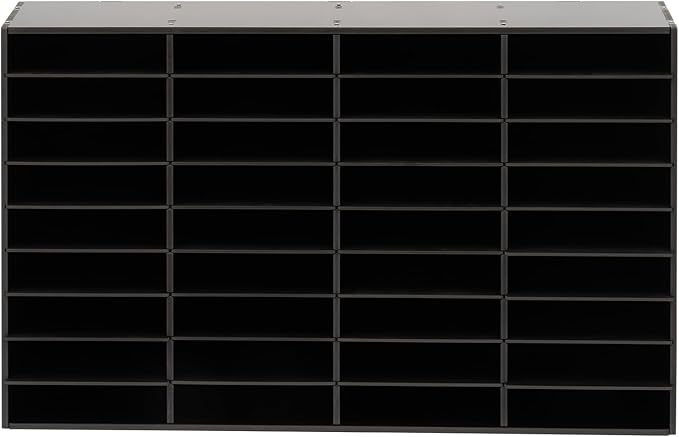 Literature Organizer Sorter,Desktop File Sorter Mail Center Magazine Paper Storage PVC Board File Holder Mailbox Student Classroom Keepers for Home&Office (Black, 36 Slots)