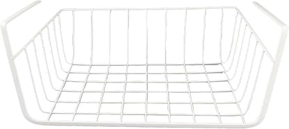 Multi purpose metal storage basket Under shelf storage basket Kitchen study office storage Thickened wire mesh basket White available Suitable for bookshelves Cabinets Storage shelves M 26*22*13.5cm