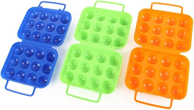 GLEAVI 2pcs Portable Folding Handle Carrier Holder for Eggs Storage Box for Kitchen and Outdoor Use Orange for Camping and Picnics
