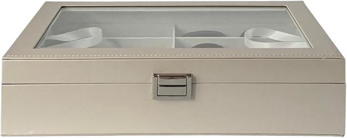 UnionPlus 8-Slots Sunglasses Case Organizer, Eyeglass Glasses Display Holder Collector, Multiple Sunglasses Storage Case, Pearly-lustre Beige