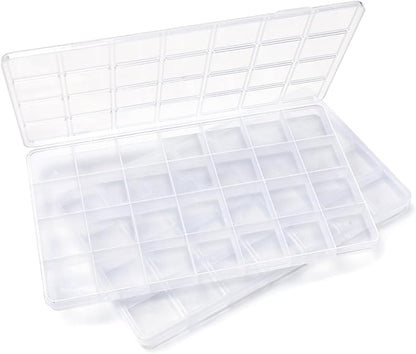 IOOLEEM 28 Grids Plastic Bead Organizer Box, Organizer Container Storage Box, Dividers for bead arts and crafts.(2 Pack)