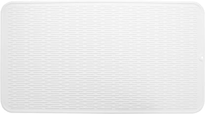 Silicone Dish Drying Mat for Multiple Usage,Easy clean,Eco-friendly,Heat-resistant Silicone Mat for Kitchen Counter or Sink,Refrigerator or Drawer Liner White 4XL 32 inches x 18 inches