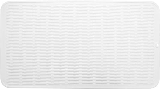 Silicone Dish Drying Mat for Multiple Usage,Easy clean,Eco-friendly,Heat-resistant Silicone Mat for Kitchen Counter or Sink,Refrigerator or Drawer Liner White 4XL 32 inches x 18 inches