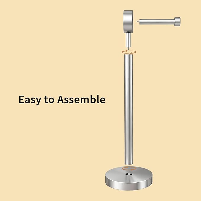 YUMORE Toilet Paper Holder Stand, Modern Style Freestanding Bathroom Tissue Roll Stand with Sturdy Base for Bathroom & Living Room (Brushed Nickel, 1 Roll)