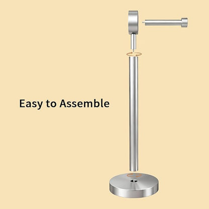 YUMORE Toilet Paper Holder Stand, Modern Style Freestanding Bathroom Tissue Roll Stand with Sturdy Base for Bathroom & Living Room (Brushed Nickel, 1 Roll)