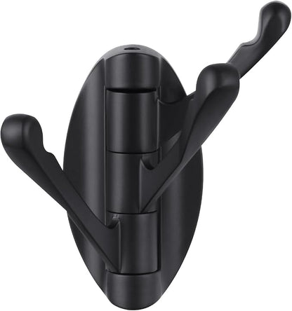 Angle Simple Folding Towel Hook Matte Black, Metal Swivel Robe Hook, Bathroom Towel Holder, Clothes Coat Holder for RV Home Storage, Wall Mount