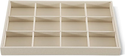 Dansmiy Linen 12 Grid Stackable Bangle Storage Tray, Bracelet Watch Display Tray, Jewelry Shop Counter Showcase Table Top Organizers, Makeup Table Drawer Insert Jewelry Tray
