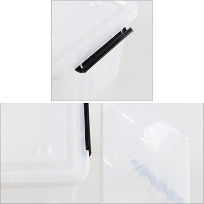 Qqbine 30 Quart Plastic Clear Storage Bin with Wheels, Plastic Latching Bins with Lids, 4 Packs