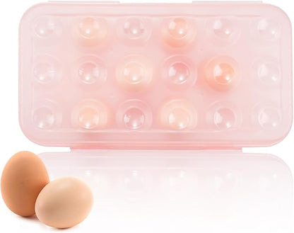 Portable Plastic Egg Storage Box, 18 Tray Shockproof Egg Protector Tray, Folding Eggs Holder Carrier, Eggs Slot Tray Holder Box, for Outdoor Camping Picnic BBQ Hiking(Pink)