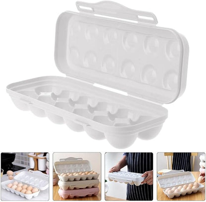 Amosfun 12-Count Egg Holder for Refrigerator with Lid Anti-Collision Fresh Storage Box for Kitchen and Fridge Organization 11.8 X 4.3 X 2.5 Inches