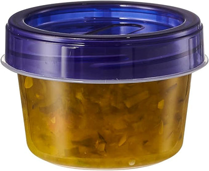 PLASTICPRO 6 Pack Twist Cap Food Storage Containers with Blue Screw on Lid- 4 oz Reusable Meal Prep Containers - Small Freezer Containers Microwave Safe Blue Plastic Food Storage