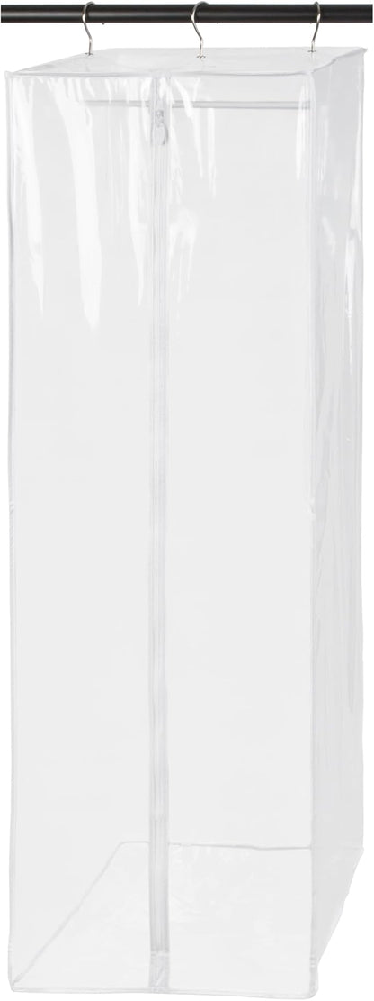 Garment Bag - Clear Hanging Closet Organizer - Durable Zippered Cover with Rod Protects Dresses, Suits, and Jackets from Dust and Moist- Top Metal Frame to Keep All Your Stuff in Shape- 60" x 20" x 15