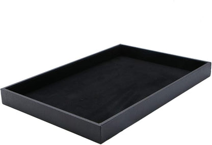 JETEHO Velvet Jewelry Tray for Drawers Black Jewelrys Display Tray Stackable Jewelry Organizer Trays for Necklace Bracelet Ring Watch (1, Black)