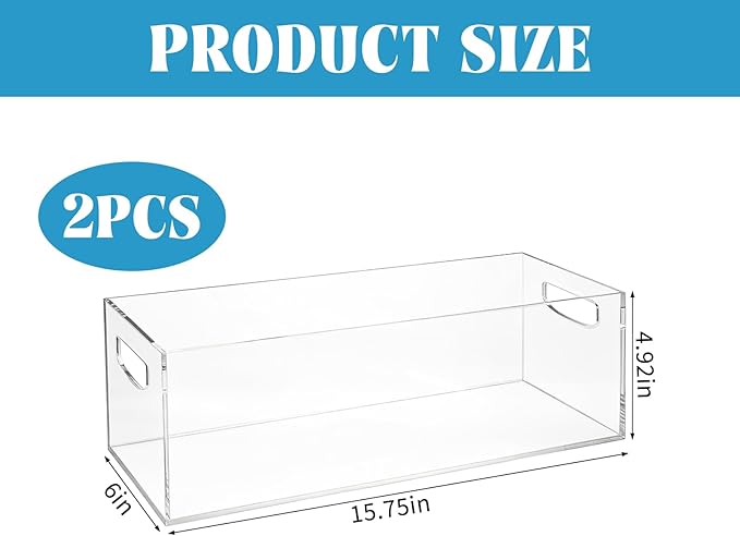 2 Pack DVD/CD Storage Box Acrylic Clear DVD Holder Case with Handles Stackable Storage Container Shelf Organizer Bin for CDs Video Games Cases Blu-Rays Books Booklets Countertop Cabinet Home Office