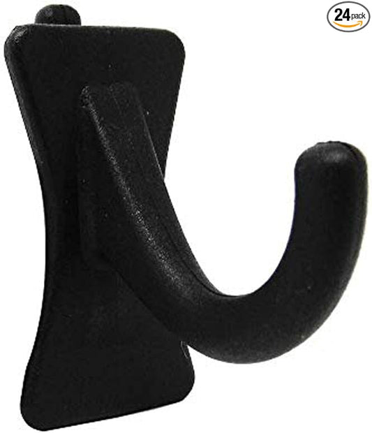 PegPro® J Hooks Kit for Standard “Wood Fiber” pegboard – Durable Plastic Pegboard Hooks - for Garage, Kitchen, Craft Room, and More (J Hook - 24 Pack, Black)