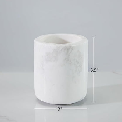 White Marble Toothbrush Holder for Bathroom, Natural Organic White Marble Toothbrush Cup, Mordern Style Texture Razor Holder, Razor Organizer for Dressing Table, Countertop, Hotel