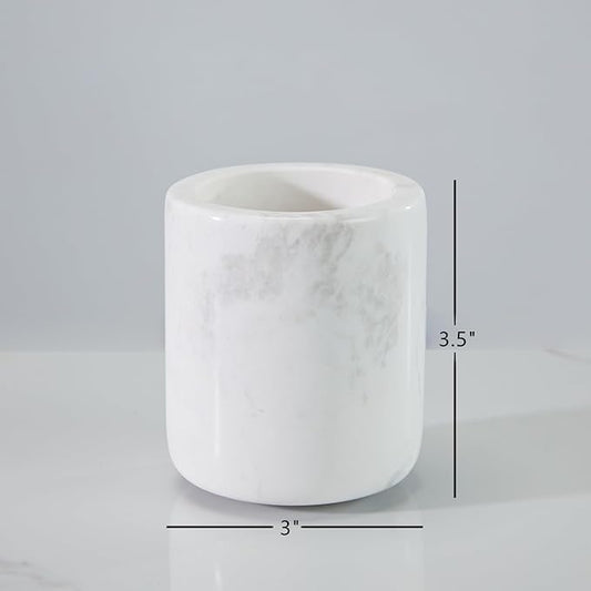 White Marble Toothbrush Holder for Bathroom, Natural Organic White Marble Toothbrush Cup, Mordern Style Texture Razor Holder, Razor Organizer for Dressing Table, Countertop, Hotel