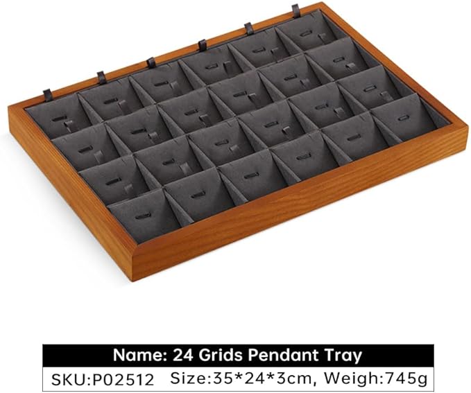 Yinbeini Necklace Storage, Wood Jewelry Trays For Drawers,Black Earring Organizer, Premium Jewelry Display Tray For Pendant