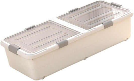ＫＬＫＣＭＳ Under Bed Storage Container with Wheels for Shoes Clothes Fashion Shoe Organizer Drawer with Clear Lid for Dorm Home Bedroom