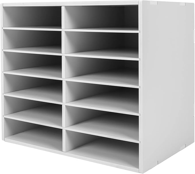 Gdrasuya10 12 Compartments Literature Organizer Adjustable File Sorter Organizer Desktop Document Storage Shelves Classroom Mailbox Office Paper Storage Holder Literature Sorter Cabinet