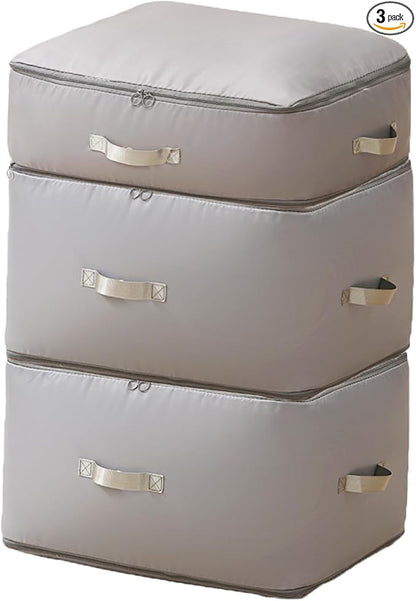 3 PCS Ultra Space Saving Self Compression Organizer, 2025 NEW Comforter Storage Bags, Heavy Duty Moving Bags, Washable Compression Bags for Storage Comforter Blanket, Clothes,Closet, Bedding
