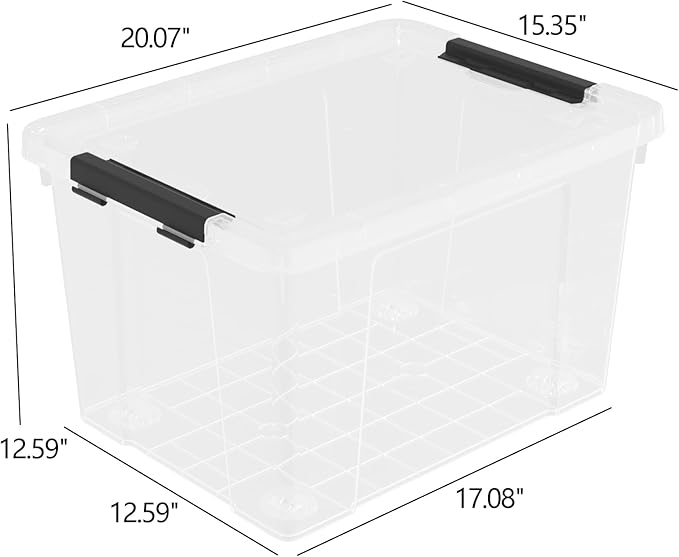 Neadas 50 Quart Plastic Storage Bins with Lids and Wheels, Large Clear Plastic Storage Totes, 4 Pack
