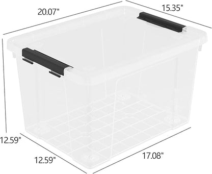 Neadas 50 Quart Plastic Storage Bins with Lids and Wheels, Large Clear Plastic Storage Totes, 4 Pack