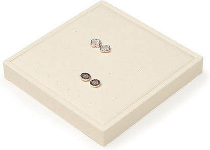 Oirlv Microfiber Jewelry Stud Earring tray Display Tray Earring Display Organizer Tray(Beige)