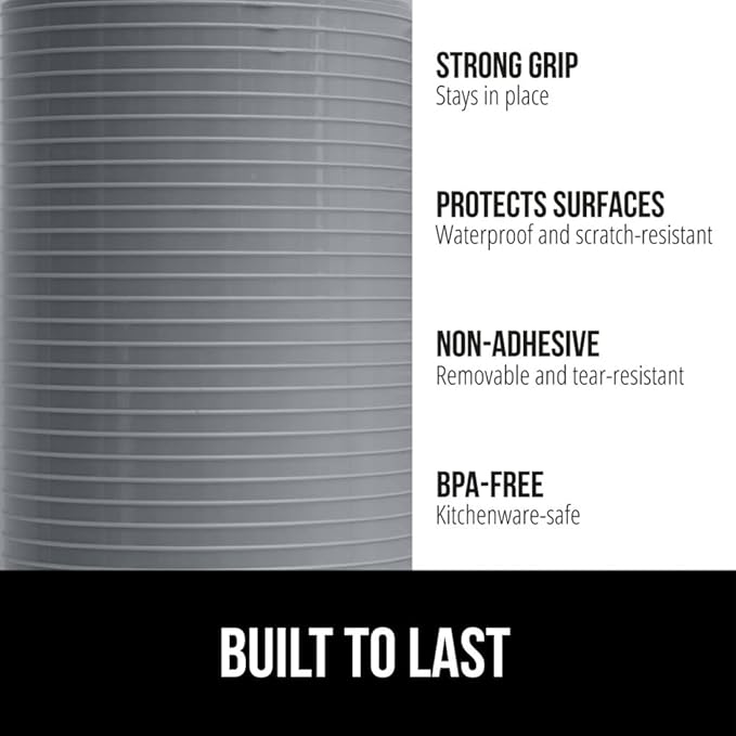 GORILLA GRIP DuraGuard Shelf Liner, Non-Adhesive Cabinet Liners for Kitchen Drawers, Shelves, Refrigerator, Pantry Storage, Bathroom Closet, Durable Waterproof BPA Free Ribbed Plastic, 20x10 Gray