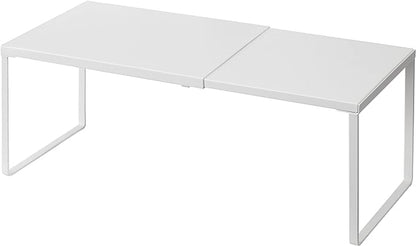 Nxconsu Cabinet Shelf Expandable Organizer Riser Rack for Kitchen Pantry Cupboard Under Sink Countertop Home Organization Extra Storage Space Saver Heavy Duty Metal Edgeless Design White