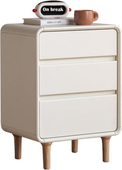 Vadisun 3-Drawers White Wood Nightstand, Mid Century Modern Nightstands, Tall Night Stand for Bedroom, Wood Bedside Tables for Dorm, Sturdy(Rubberwood, 24.88" H)