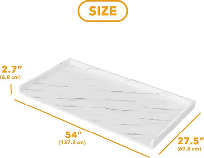 SpaceAid Washer Dryer Countertop, Laundry Wood Shelf Topper with Edge, 54" Width x 27.5" Depth Cover Guard Organizer for Washer and Dryer Laundry Hamper Counter Storage Organization (White Marble)