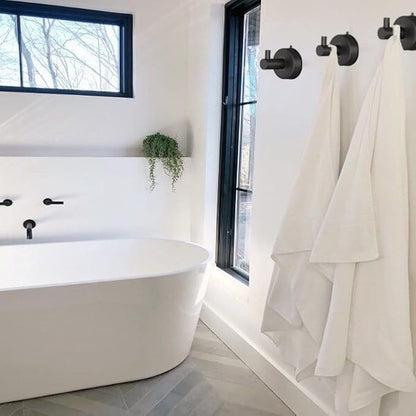 DGYB Black Suction Cup Hooks for Shower Set of 4 Bathroom Towel Hooks for Wall SUS 304 Stainless Steel Vacuum Hooks for Loofah 15 LB Glass Shower Door Hook